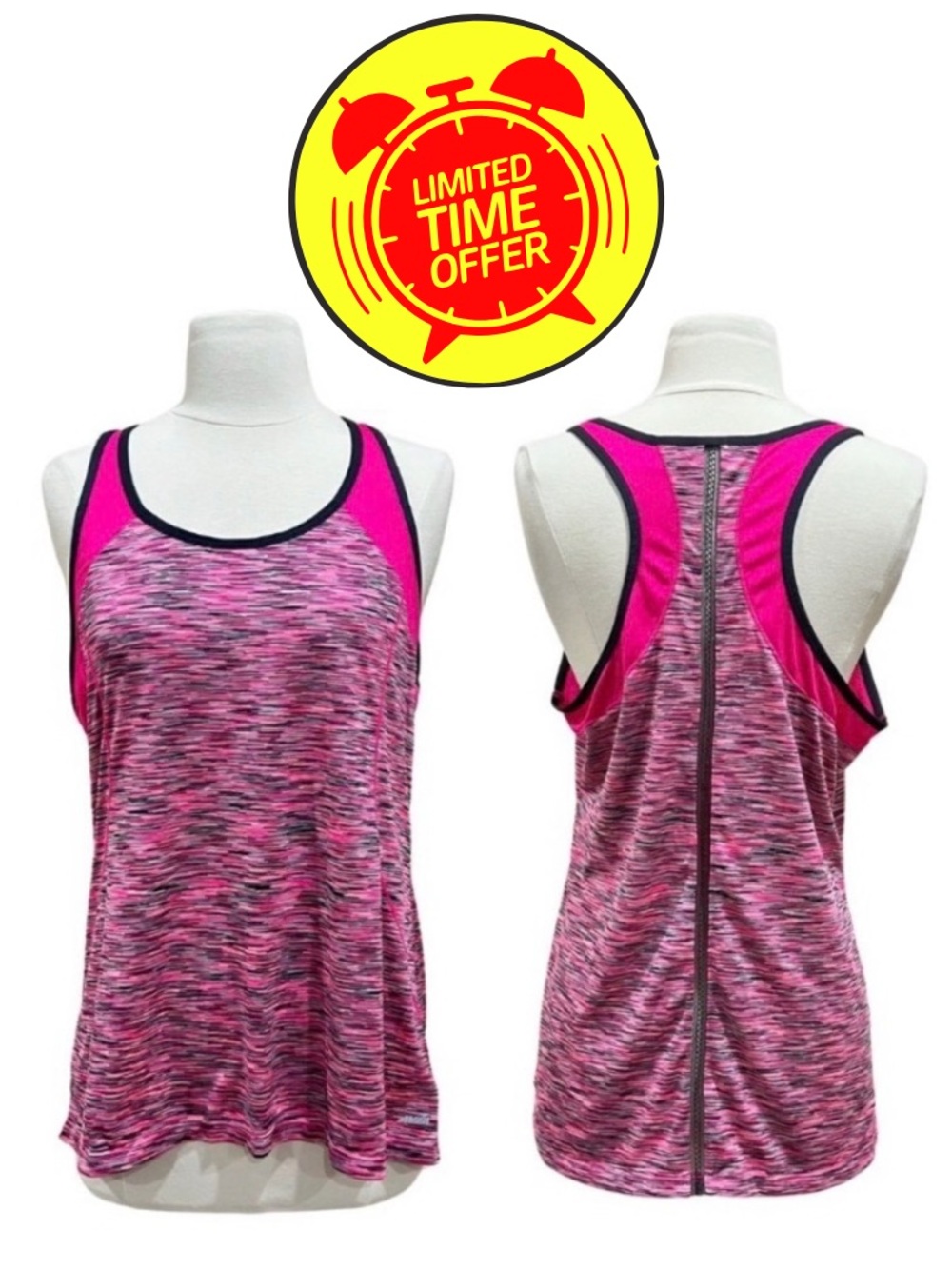 Avia Pink Grey Racerback Performance Tank Size Large